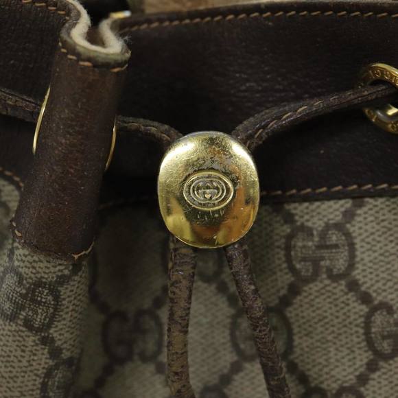 GUCCI GG Supreme Web Sherry Line Shoulder Bag PVC Leather Beige Auth 79176 - Picture 14 of 16